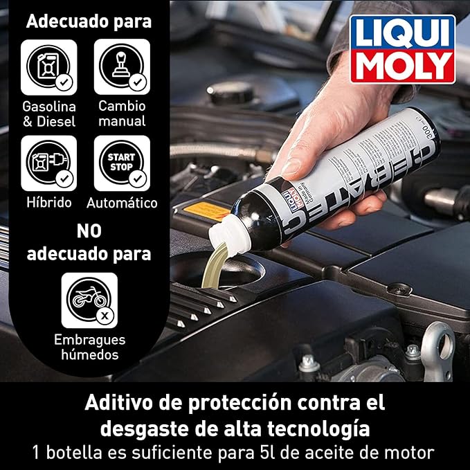LIQUI MOLY Aditivo Cerámico para Aceite Cera Tec 3721 | Protección Cerámica Contra el Desgaste para Motores de Gasolina y Diésel | Mayor Suavidad, Menor Fricción y Menor Consumo de Combustible