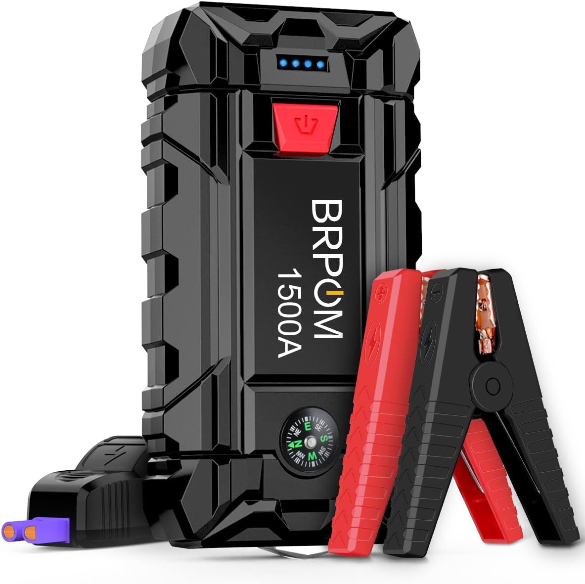 BRPOM Arrancador de Coches,1500A,15800mAh 12V Arrancador de baterias de Coche